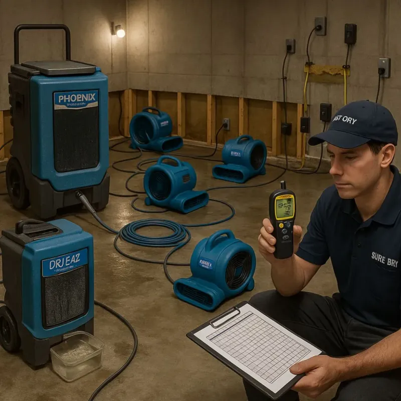 Structural Drying and Dehumidification process in Weatogue, CT